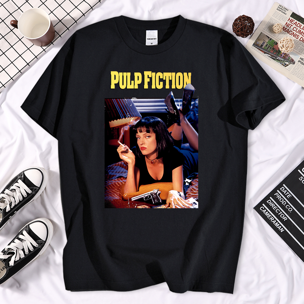 フィルムパルプフィクション、ポスターグラフィック Tシャツ男性女性夏カジュアル半袖トップス Tシャツトップス原宿 Y2k 服ストリート