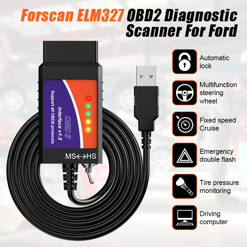 ELM327 OBD2 診断スキャナ V1.5 USB スイッチ PIC18F25K80 チップ HS/MS CAN フォード FORscan コードリーダー