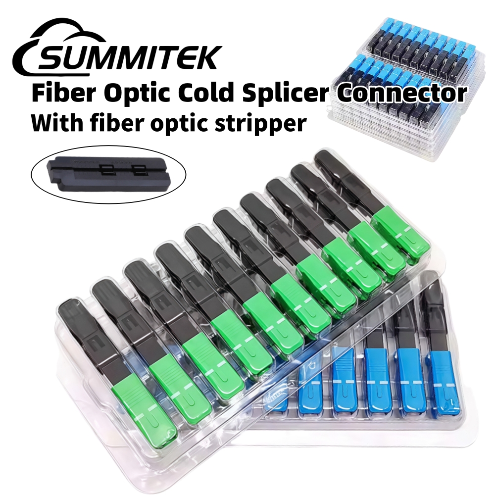 SUMMITEK 10-100 個 60 ミリメートル SC APC クイックコネクタ FTTH コールドスプライスコネクタシングルモードアダプタと光ファイバーストリッパー