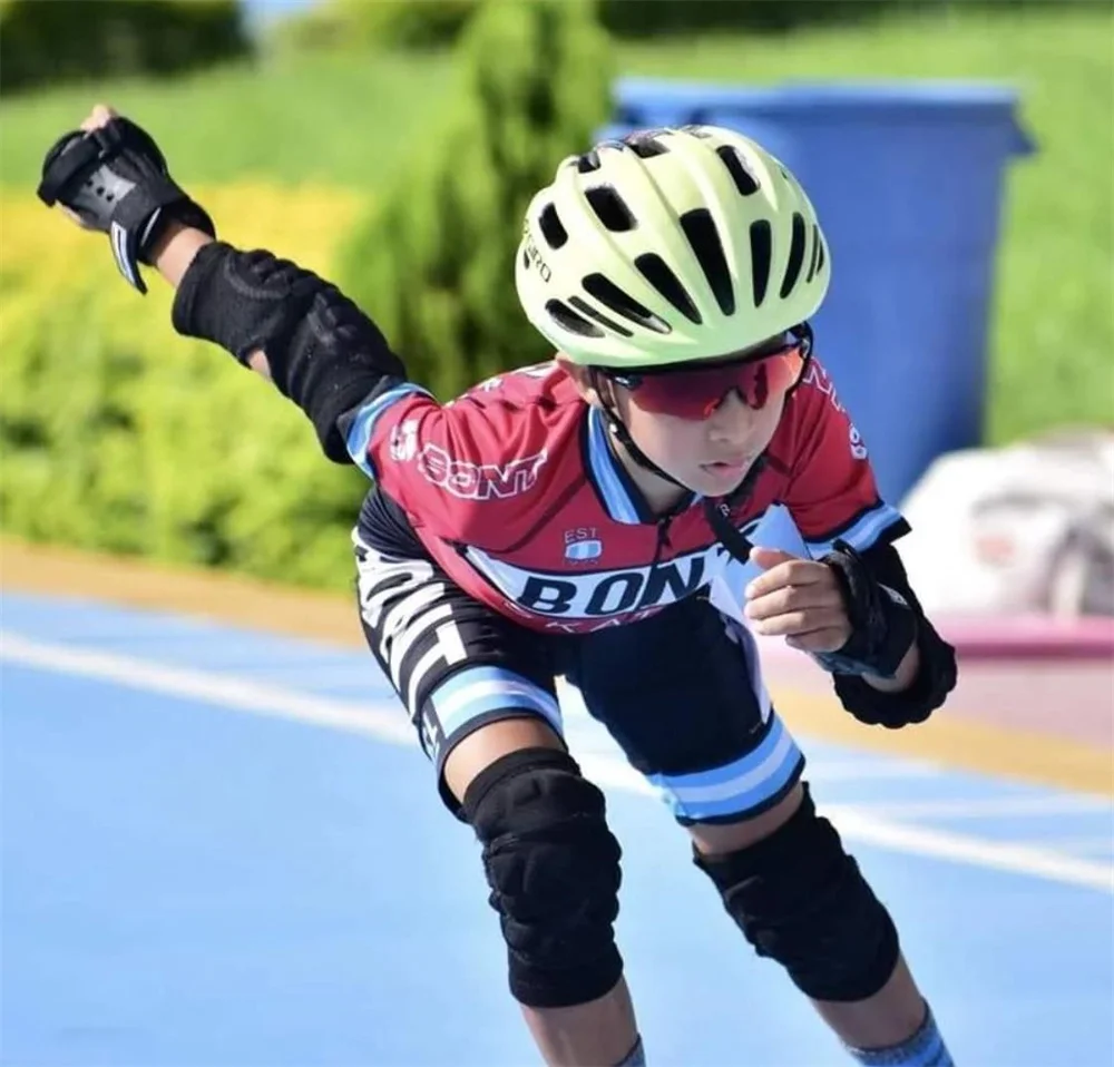 Bont 子インラインスケートレーシングスキンスーツ半袖スピードインラインローラースケートトライアスロントレーニング服子供ジャンプスーツ