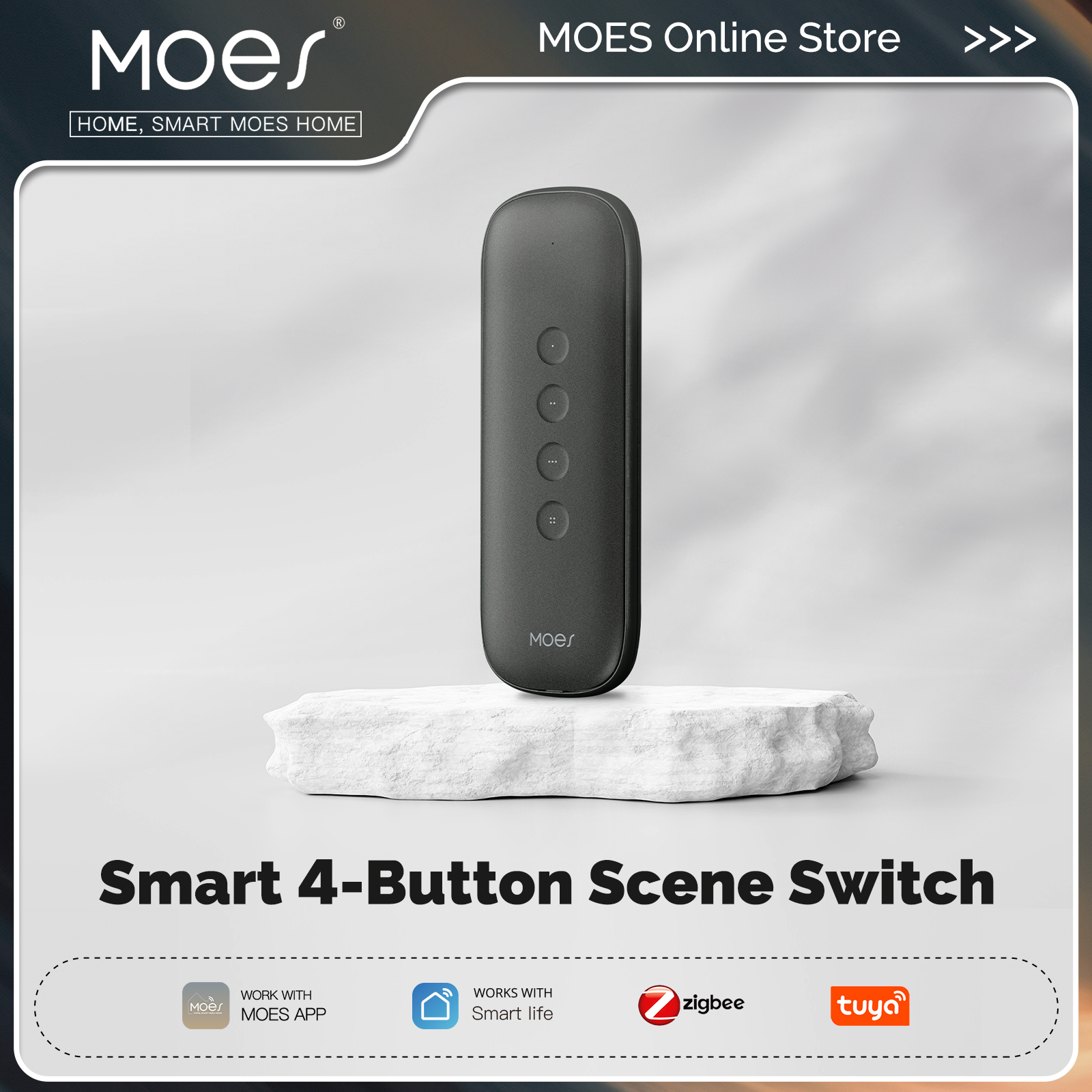 Tuya ZigBee スマートシーンスイッチ 4 ボタンポータブルワイヤレス軽量デザイン 12 シナリオリモコンオートメーションバッテリー駆動