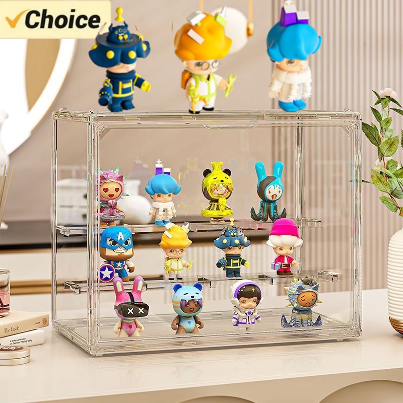 1pc 三層アクリルディスプレイラック、ブラインドボックス収納ボックス、大容量防塵、POP MART、人形、手作り、アニメ、車モデル用