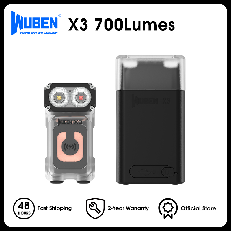 WUBEN X3 Lightok 700 ルーメンワイヤレス充電スイベルヘッド EDC 懐中電灯赤白光充電ボックス
