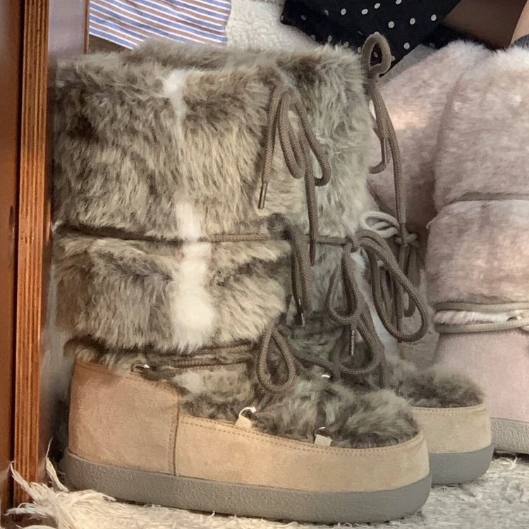 Women's Winter Plush Anti Slip Snow Boots, Casual Thick Plush Short Boots, Synthetic Leather Cotton Boots, Warm and Fashionable