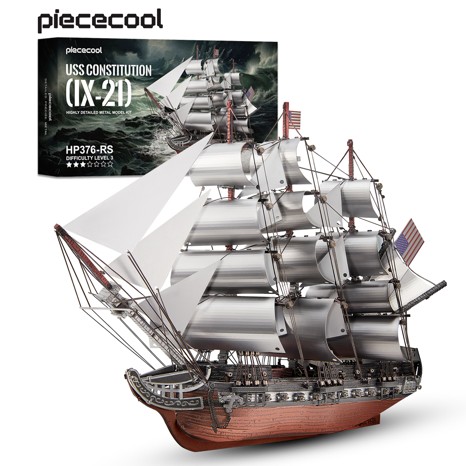 Piececool 3D メタルパズル セーリング フリゲート ボート モデル構築キット 組み立て DIY キット 大人の頭の体操用