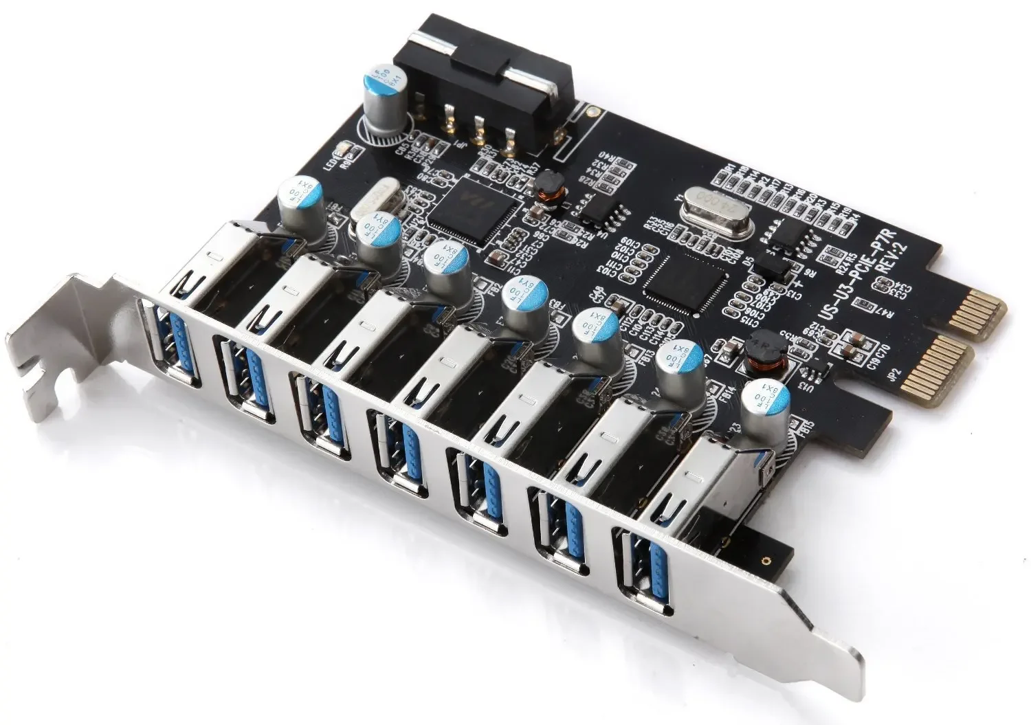 PCIE - 7ポートUSB3.0カード外部5Gbps拡張アダプターカードハブ4ピン電源NEC720201+VL812チップ搭載デスクトップ用