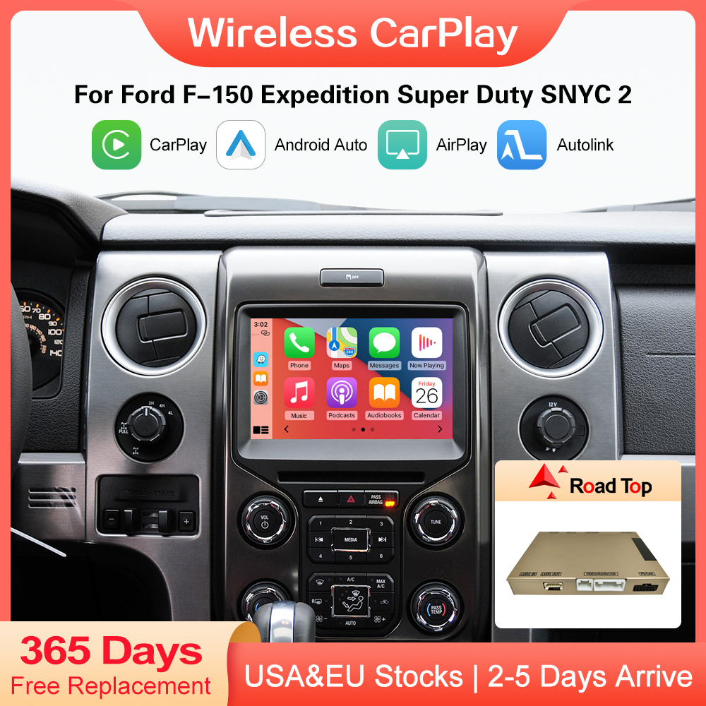 Road Top ワイヤレス CarPlay フォード F-150 エクスペディション スーパーデューティ シンク 2 Android オートミラーリンク AirPlay カープレイ機能付き
