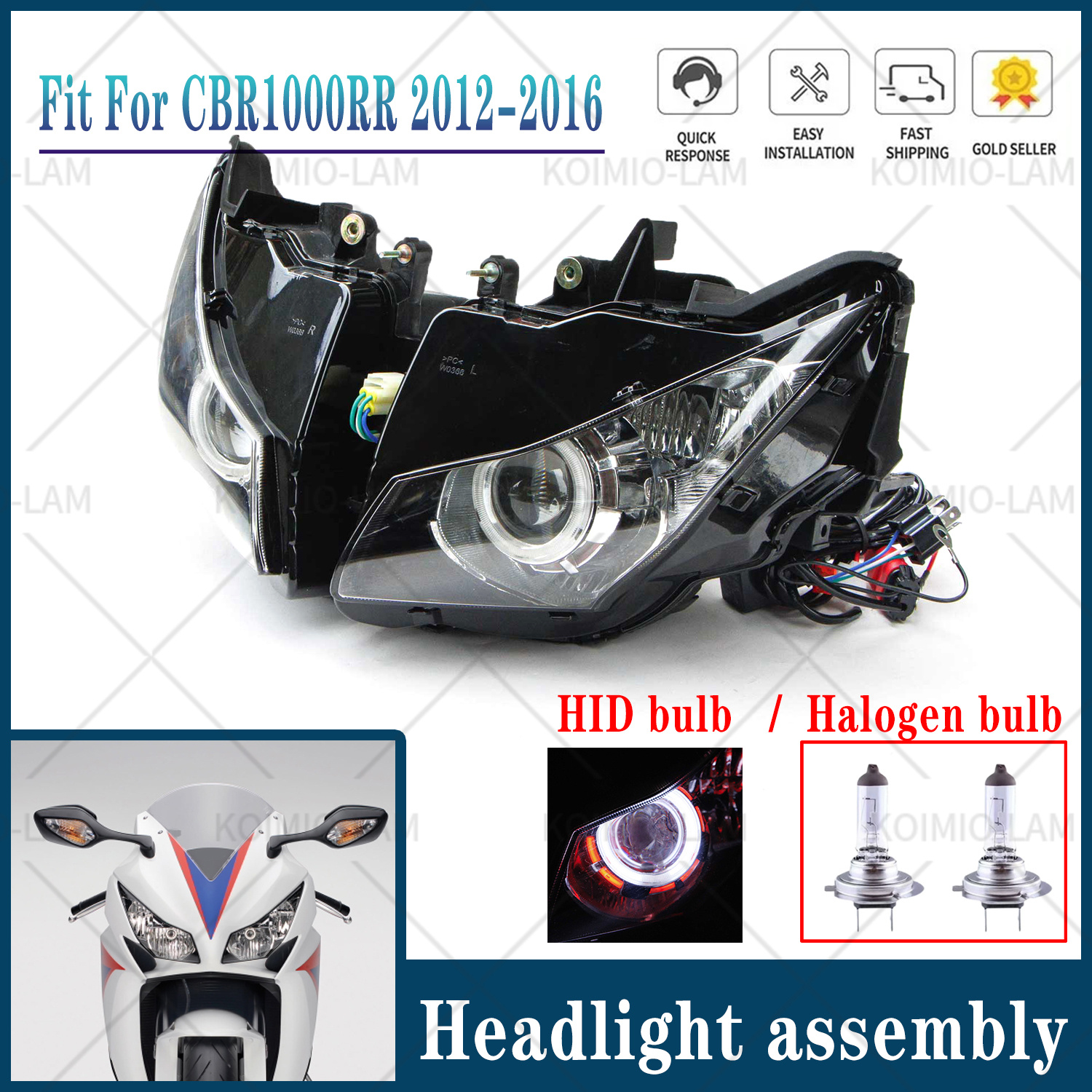 ホンダ CBR1000RR 2012 - 2016 オートバイヘッドライトアセンブリヘッドランプライト CBR 1000 CBR1000 RR 2013 2014 2015