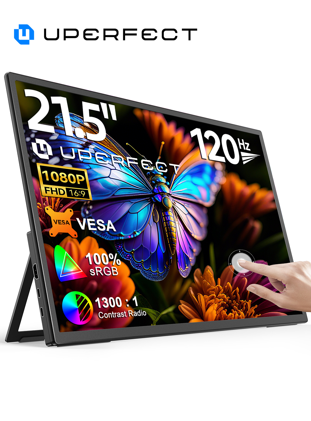 完璧な UMax 21 タッチスクリーン 21.5 フィート 120Hz コンピュータディスプレイ 1080P 100% SRGB USB-C HDMI HDR ゲームポータブルモニター ラップトップ Mac 用