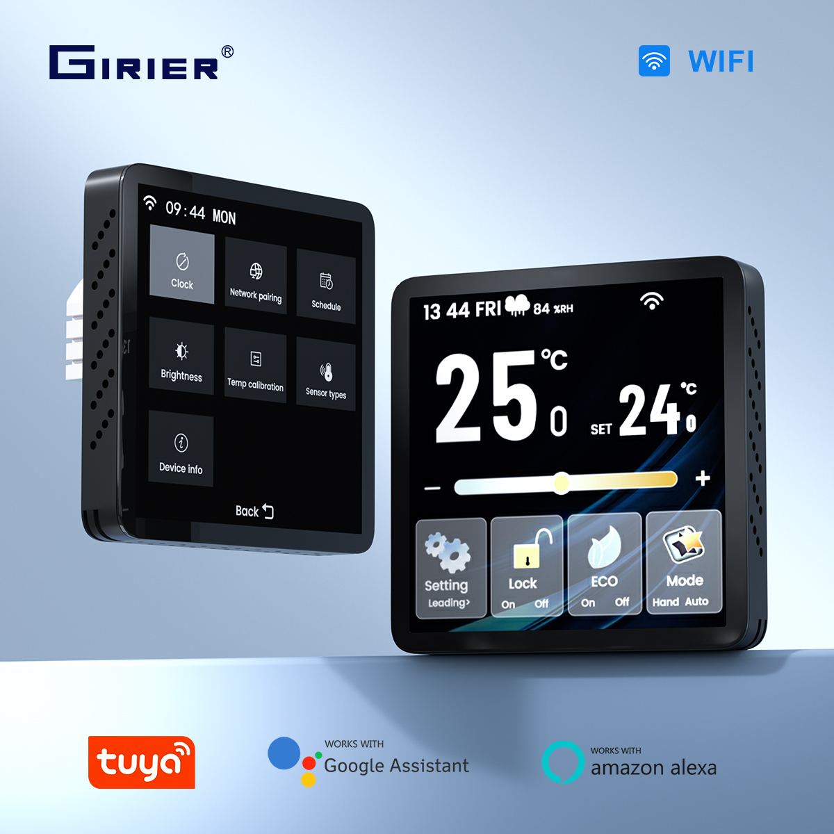 GIRIER スマート サーモスタット WiFi プログラマブル温度コントローラー 水/ガス Bolier 電気加熱システム用 Alexa と連携