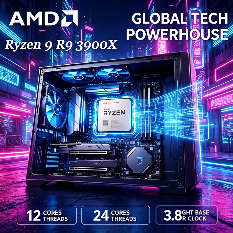 AMD Ryzen 9 R9 3900X 12 コア 24 スレッド CPU – 3.8 GHz、AM4 ソケット、64 MB L3 キャッシュ高性能ゲーミング プロセッサー (リテール ボックスなし)