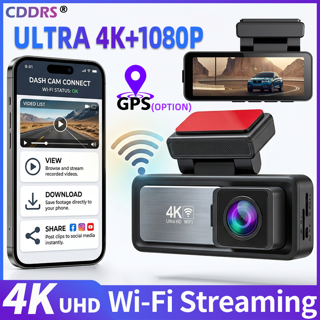 CDDDRS 4K WiFi ダッシュカム デュアルレンズ スーパーナイトビジョン 駐車監視 512GB ループ録画 Gセンサー カーレコーダー 車用