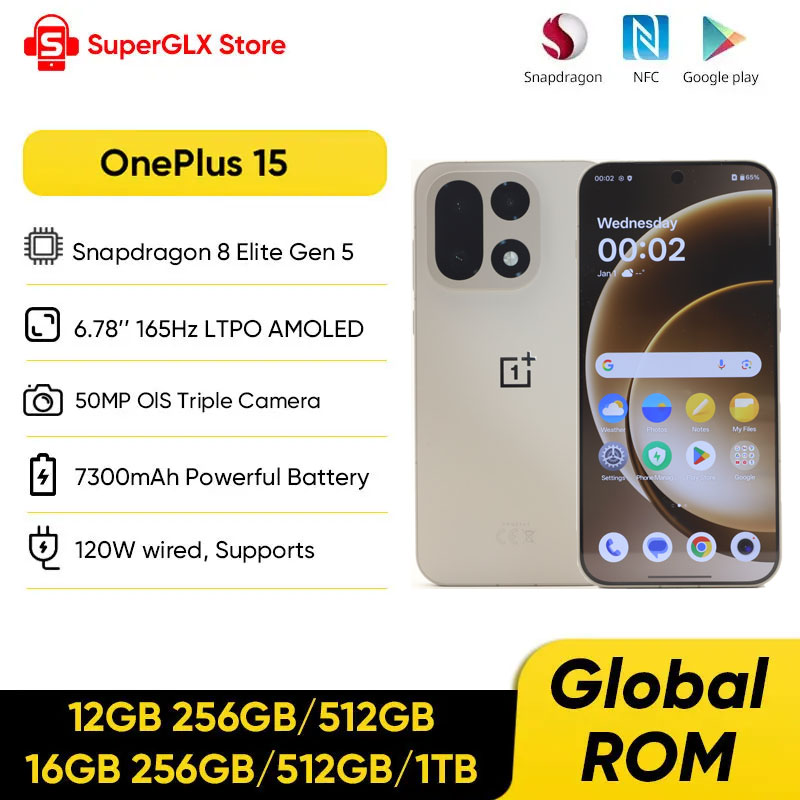 中国版 OnePlus 15 ロック解除 5G スマートフォン Snapdragon 8 Elite Gen 5 6.78 ''165Hz スクリーン 50MP カメラ 7300mAh バッテリー NFC
