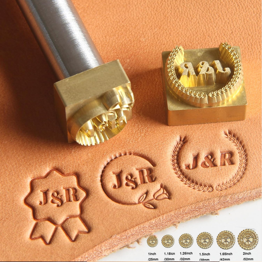 Custom Brass Stamp For Leather, Leather Branding Iron, Custom LOGO Text Leather Embossing Tool, Cold Press Handle Leather Stamp,