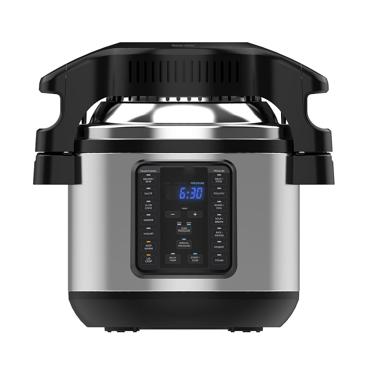 14 in 1 ステンレス鋼電気蒸し器調節可能な圧力 8L デジタルスロースマート炊飯器圧力鍋エアフライヤー付き