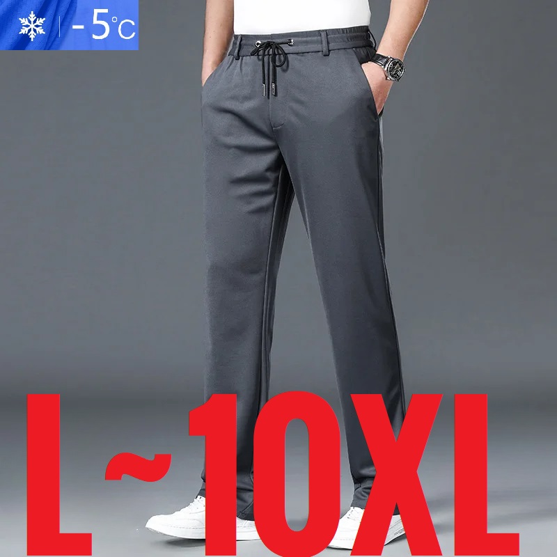 10XL ビッグサイズメンズ夏のカジュアルパンツストレートフィット弾性ウエストズボン男性クラシックオフィスプラス大ストレッチジッパーポケット