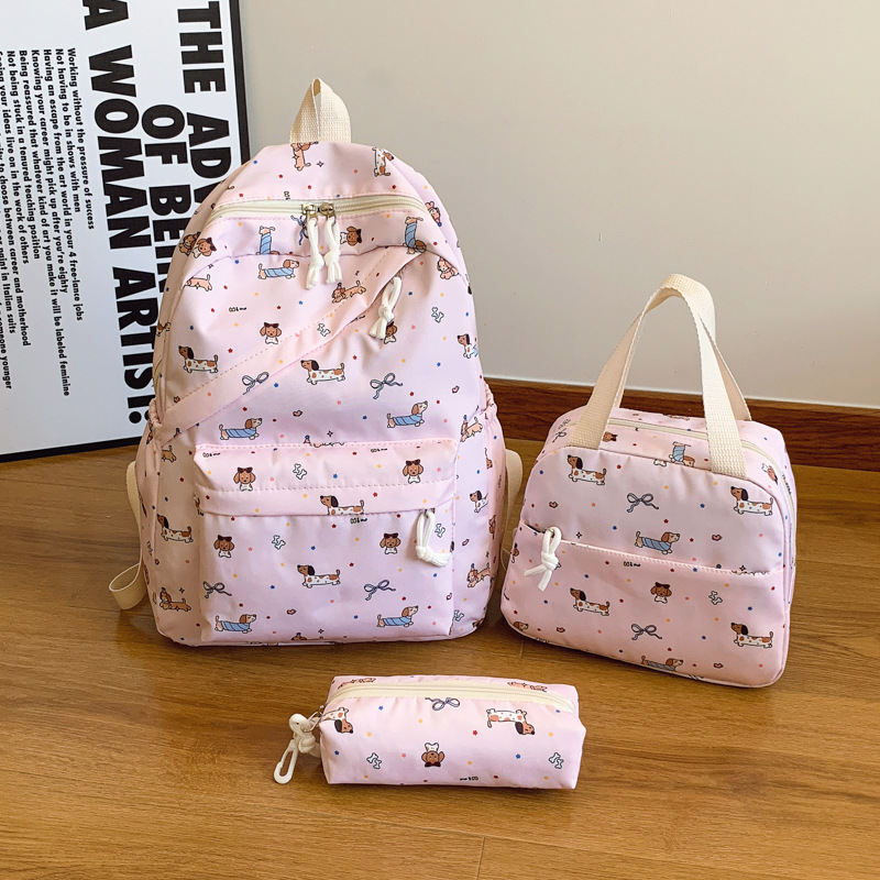 3 個のかわいいダックスフント スクールバッグとハンドバッグ