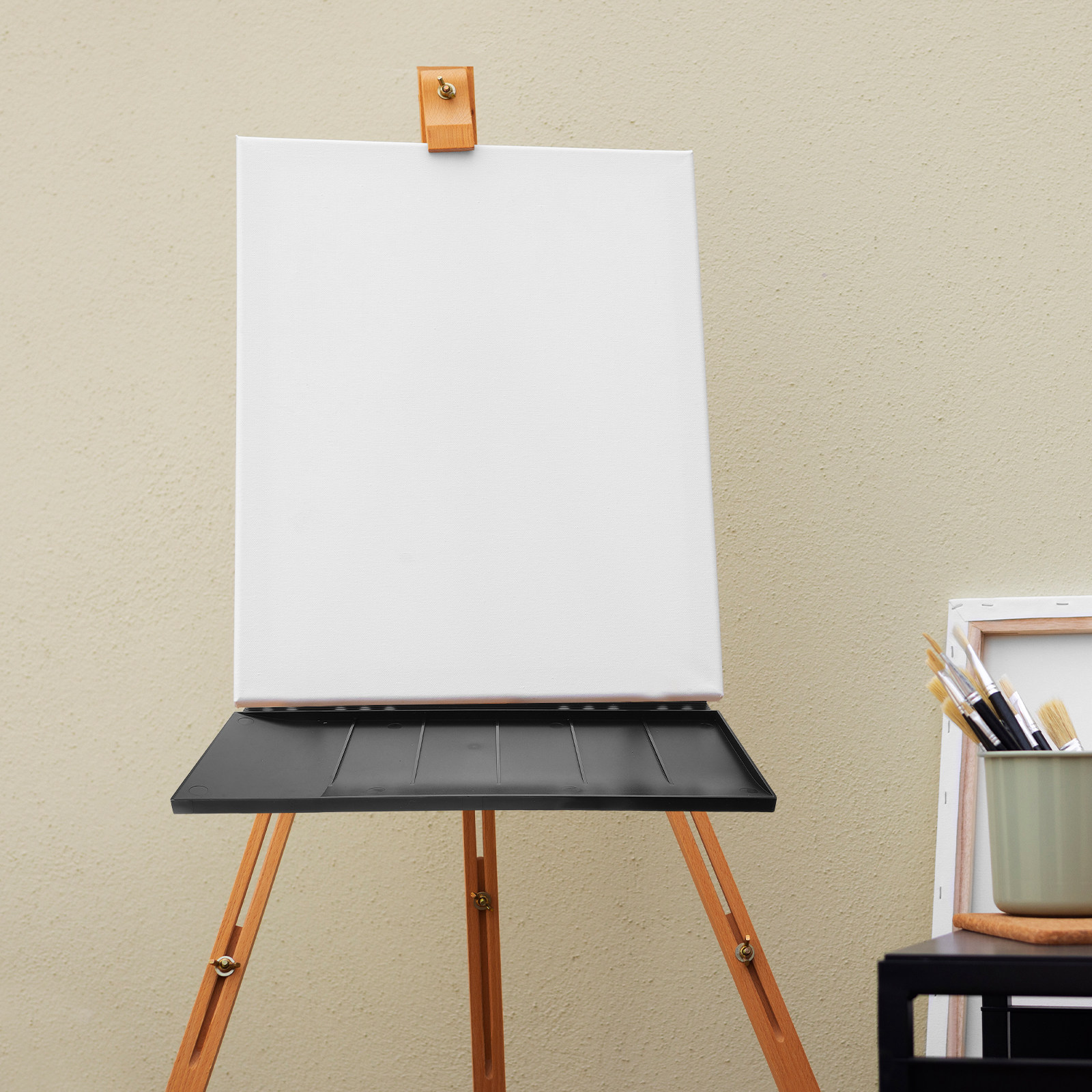 便利なイーゼル収納トレイ取り外し可能なプラスチック絵画雑貨ホルダーデスクイーゼルラック電話水カップキー顔料トレイ