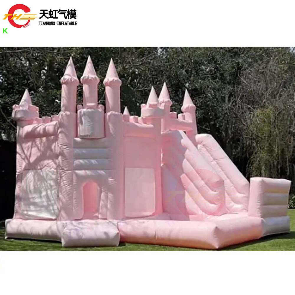 3 in 1 ピンク インフレータブル バウンス ハウス スライド付き 屋外 ウェディング 弾む城 商用インフレータブル バウンサー 販売用送風機付き