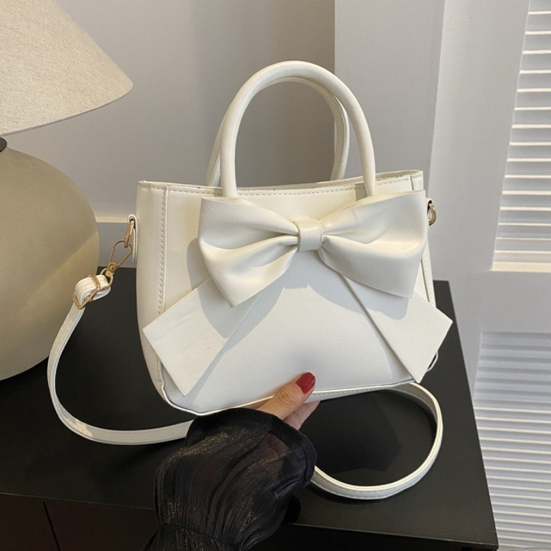エレガントなフェイクレザートートバッグ、大きなリボンディテールショルダー財布、女性用トップハンドルバッグ付きコンバーチブルクロスボディバッグ