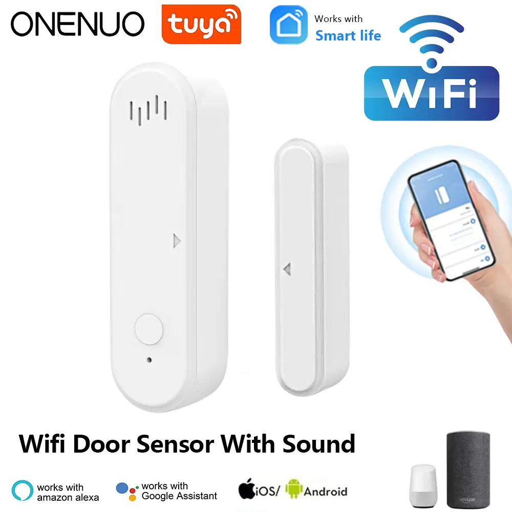 ONENUO Tuya スマート WiFi ドアセンサー 80dB サウンドウィンドウセンサースマートライフアーム解除ドアセンサーアプリ警告アラームドアセンサー