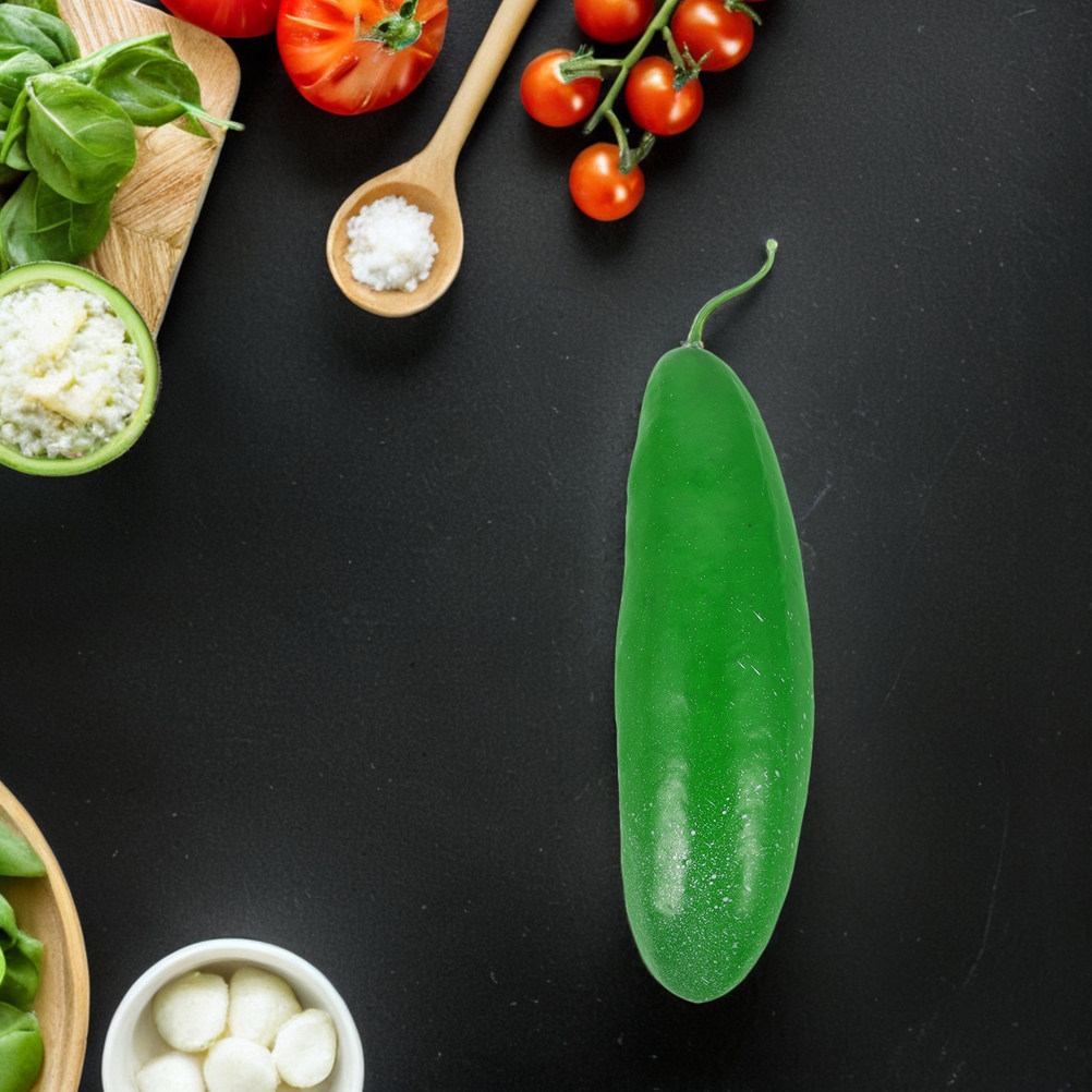4 個人工リアルなグリーンキュウリフェイク野菜装飾キッチンホームディスプレイ食品写真小道具現実的な