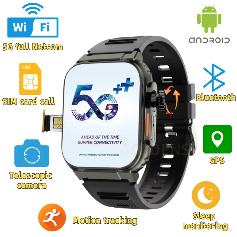 Microwear Ultra Ai3 スマートウォッチ: 4G SIM カード Android 2.2 インチ Amoled、AI ヘルスモニタリング、180° 回転カメラ、256GB ストレージ