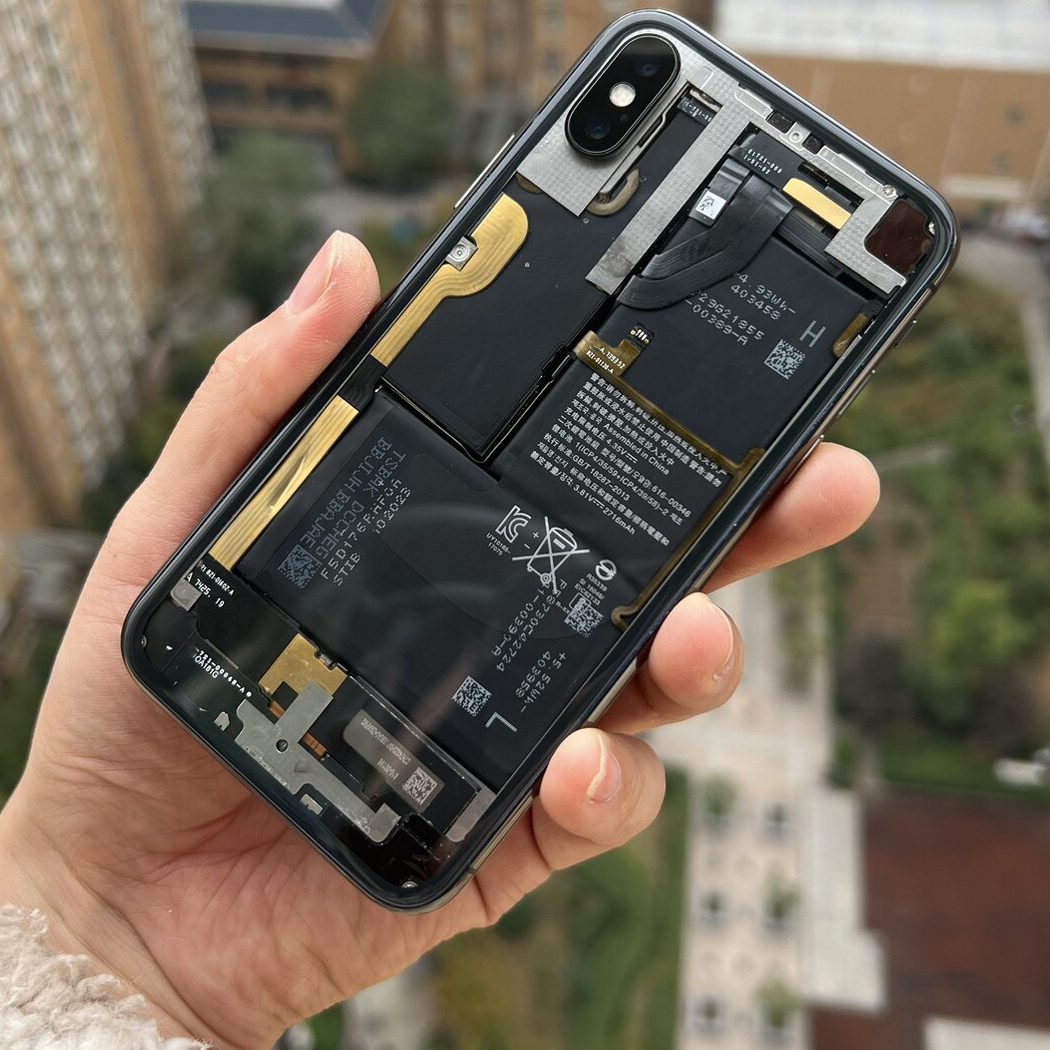 Explorer Edition クリアバックモッド iPhone X XS XR 8 Plus 用 - OEM フィット透明リアハウジングアセンブリ、ツールキット付き