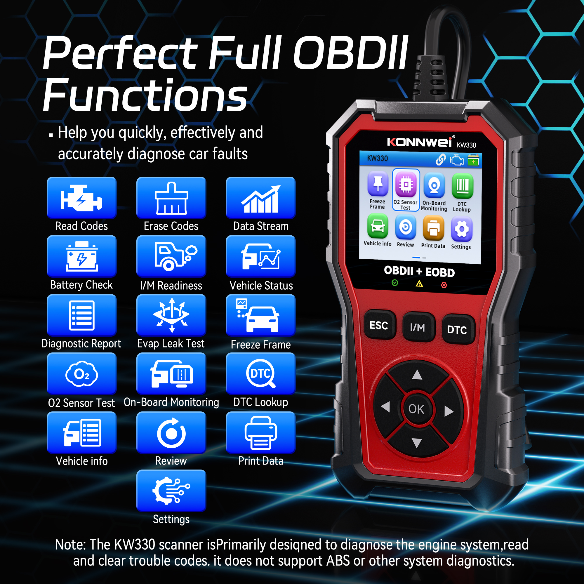 OBD 診断スキャナーカーコードリーダー自動エンジンライトテスターすべての車両に適しています