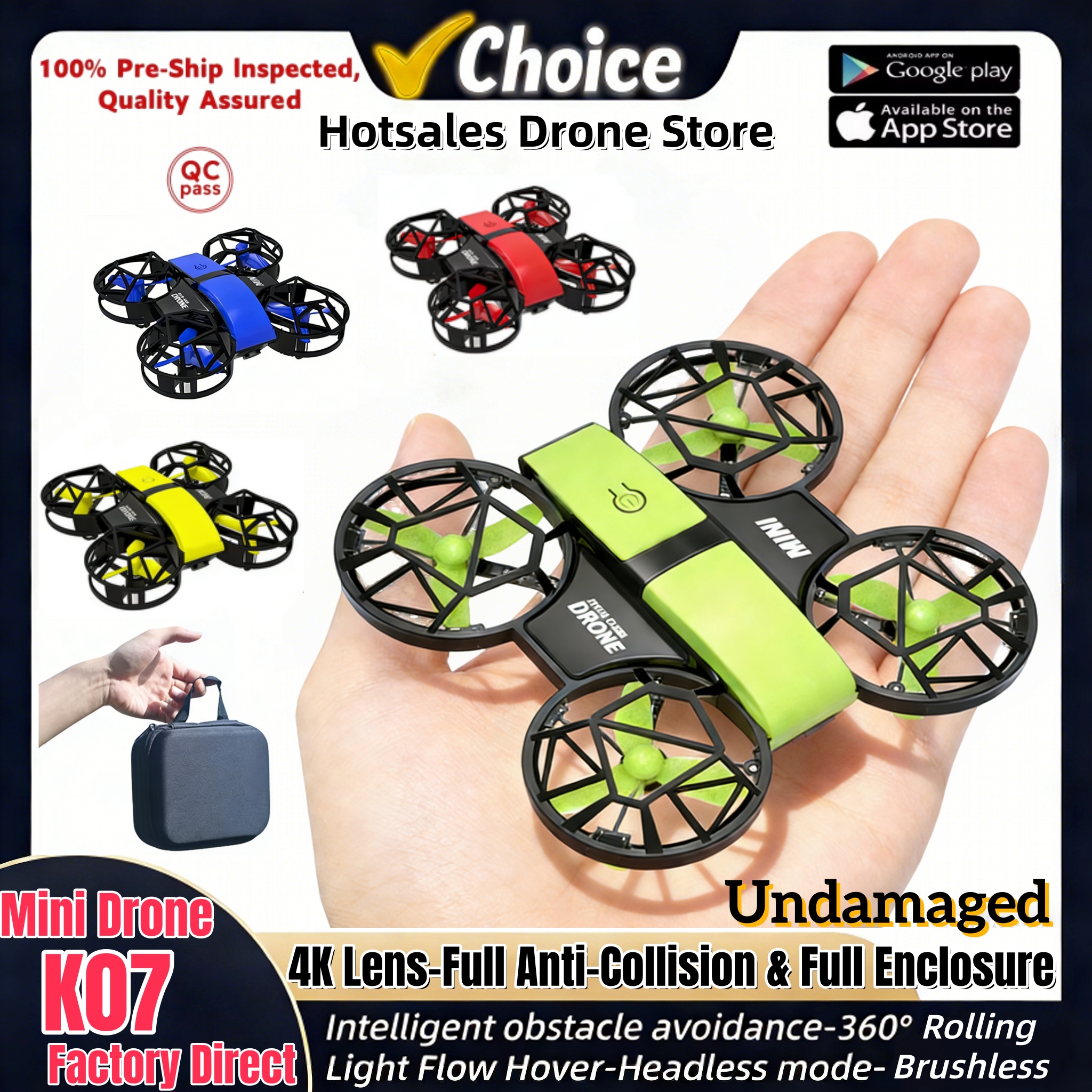 新しい K07 ミニドローン 4 18K フル衝突防止フル EncRotating カラフルなライト Quadcopter RC 航空機おもちゃヘリコプター子供ギフトおもちゃ UFO