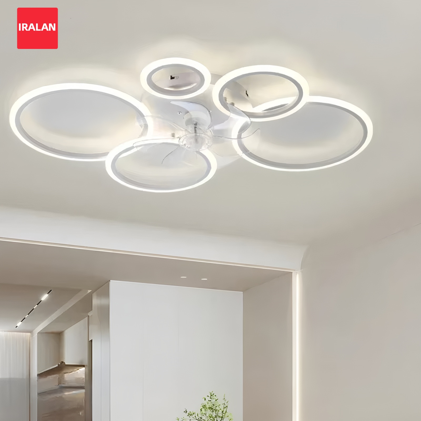 LED照明付きリングシーリングファン北欧ミニマリスト家庭用扇風機照明装飾ランプ急速冷却スマートファン