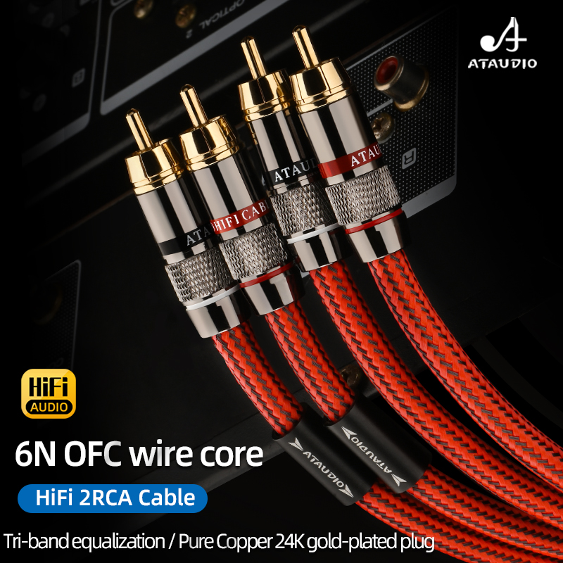 HIFI RCA オーディオケーブル 6N OFC オス - オス高性能 2RCA - 2RCA 相互接続ケーブル、アンプ TV DAC 用