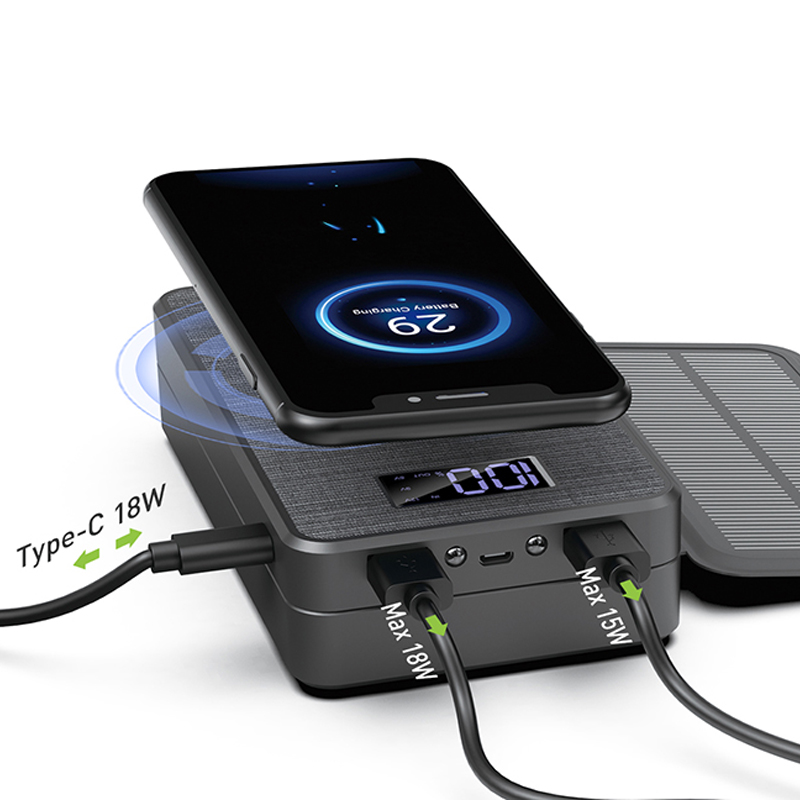 10000Mah 太陽光発電携帯電話パワーバンク、デジタルディスプレイ付き多機能 USB タイプ C 急速充電器