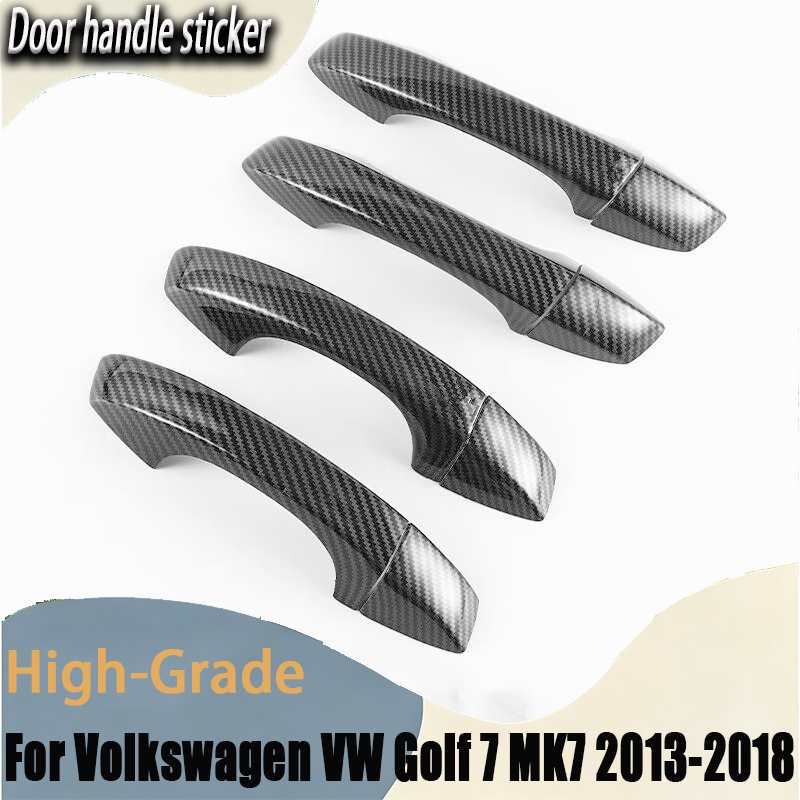 炭素繊維クローム車のドアハンドルカバートリムステッカーアクセサリーフォルクスワーゲン VW ゴルフ 7 MK7 2013-2018