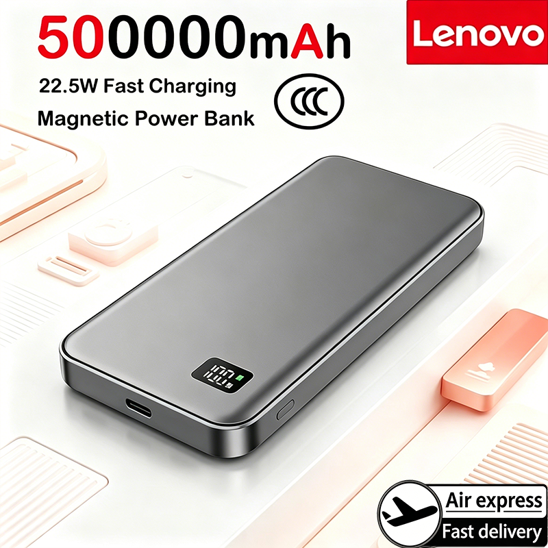 Lenovo 500000mAh Magsafe Magnetic Wireless Power Bank PD 22.5W Quick Charging Portable External Battery for iPhone Series