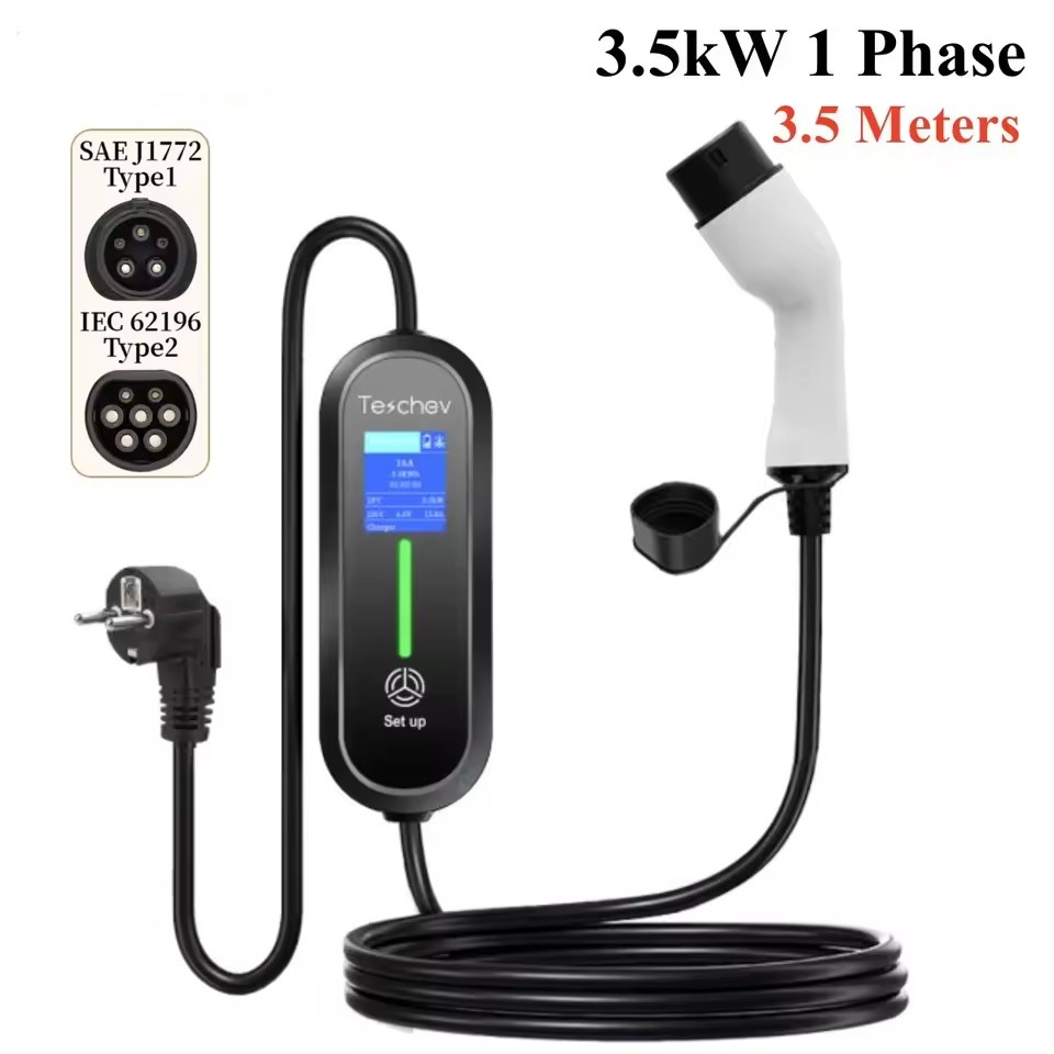 ポータブル新 GBT タイプ 1 タイプ 2 車の充電器 16A Protable EV 充電器 3.5 メートル 5 メートルケーブル電流調整可能な車の充電ステーション