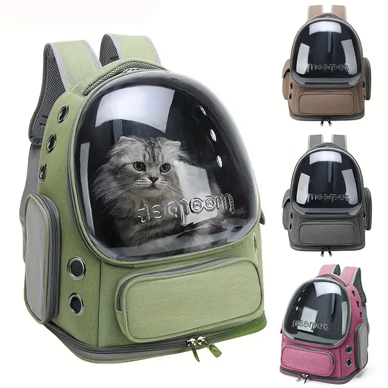 1pc 透明ペットキャリアバッグ屋外旅行バックパック猫小型犬通気性通気性猫キャリングバッグペット用品