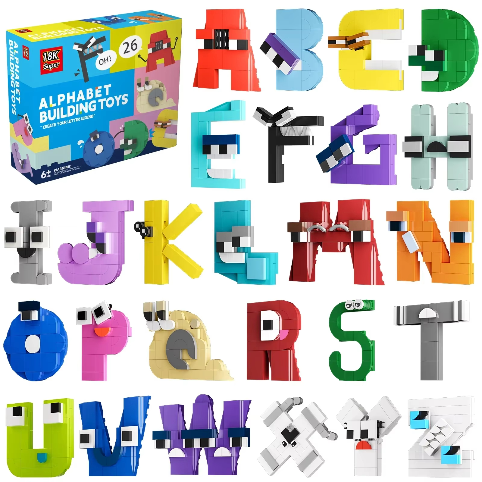 MOC 931 個の文字伝承 A-Z 26 英語アルファベット数字文字ビルディングブロックセット凡例文字教育レンガ子供のおもちゃ