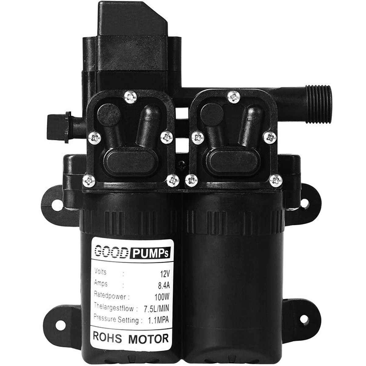 DC 12V 100 ワット 160PSI 7.5L/分電動ダブルウォーターポンプダイヤフラム自動フロースイッチ高圧水噴霧器農業