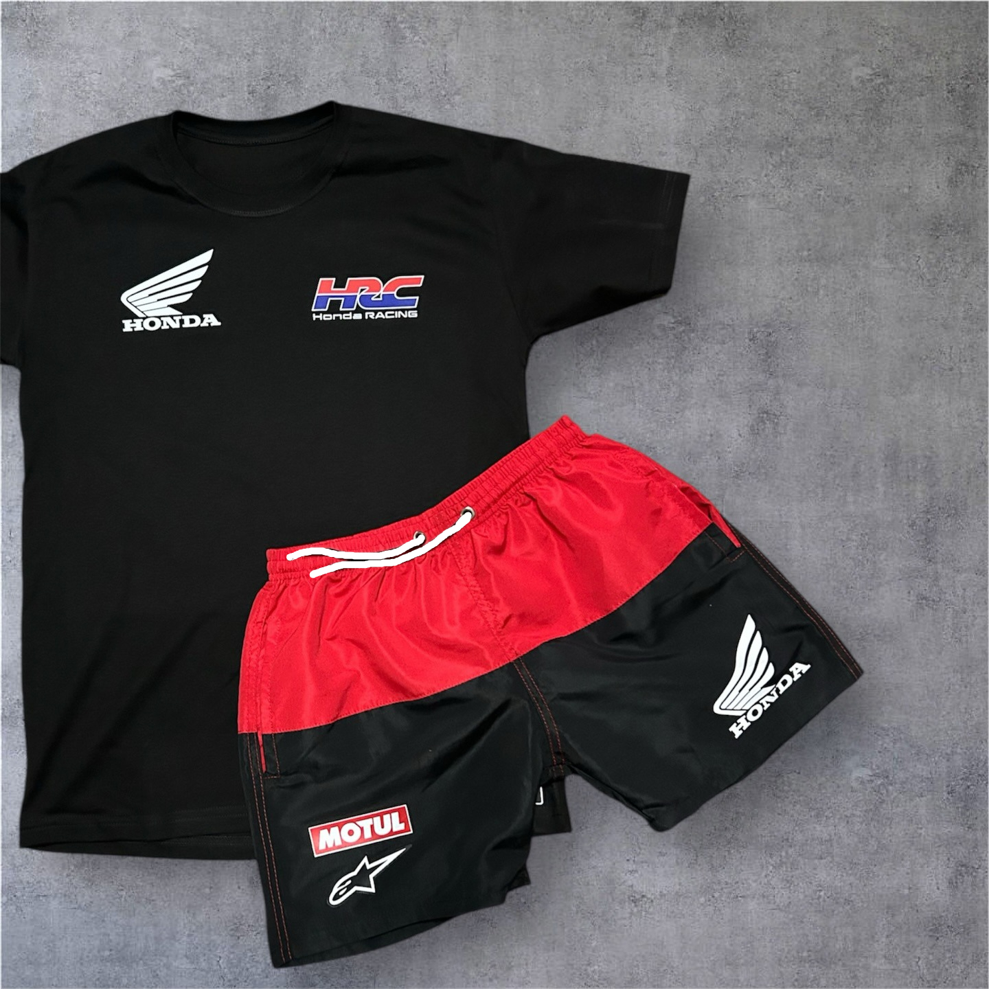 2026 新しいホンダオートバイレーシングチームメンズ特大クイックドライ通気性スポーツセットスーパーモトクロス Tシャツとショーツ