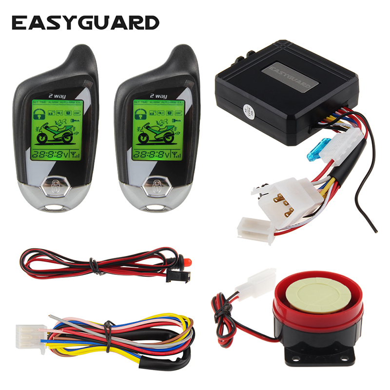 EASYGUARD 2 ウェイオートバイ警報キットリモートエンジンスタートショックセンサーモーションセンサー緊急解除 LCD ディスプレイ抗ハイジャック