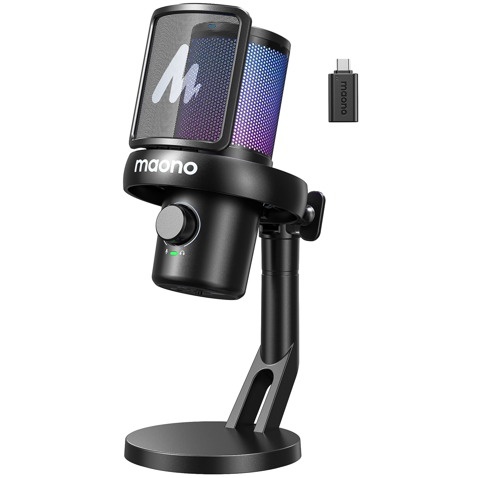 MAONO DM40 ワイヤレス USB マイク AI ボイスチェンジャー付きノイズリダクションコンデンサーマイク ゲームストリーミング PC ラップトップ録音用