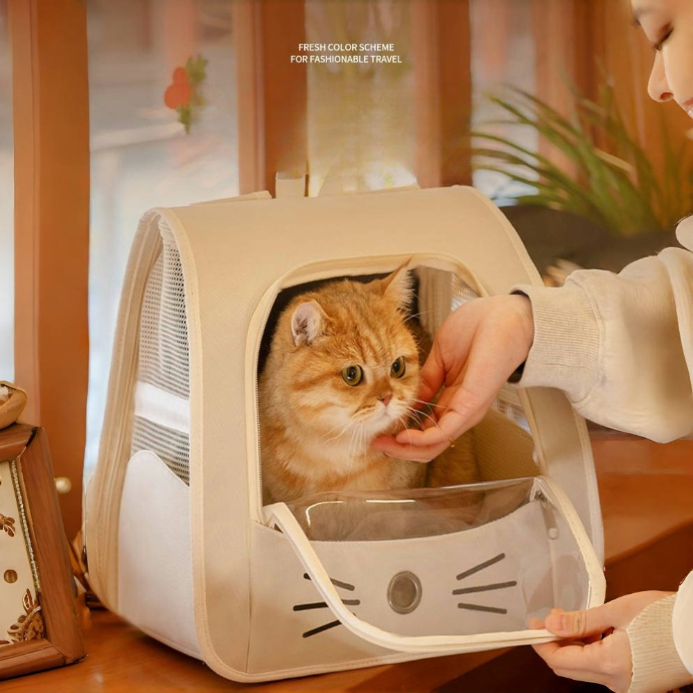1Pc 35×25×35cm Cat Pet Carrier Backpack Transparent Window Breathable Oxford Foldable Anti-Scratch Cats Bag Portable for Outdoor