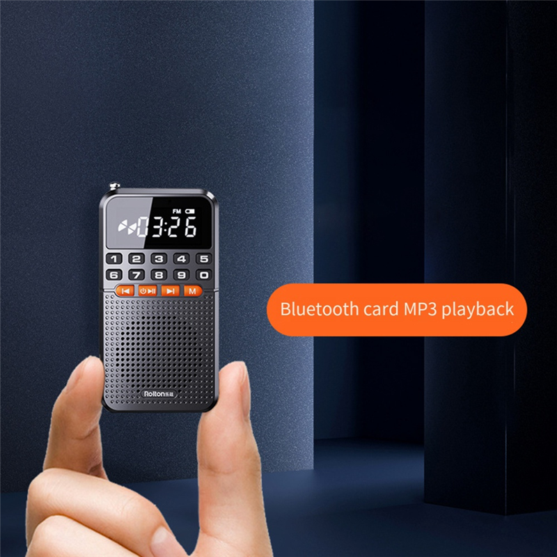 Excellent-Rolton FM ミニラジオ受信機 Bluetooth スピーカー TF カード音楽プレーヤー LED 懐中電灯付き