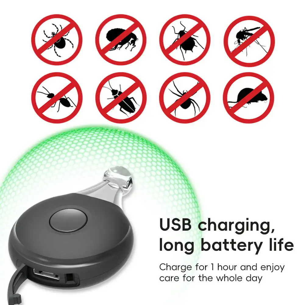 ポータブル抗バグ昆虫忌避剤 USB 充電式超音波害虫拒否ノミダニシラミ忌避剤子供ペットアウトドアアクティビティ
