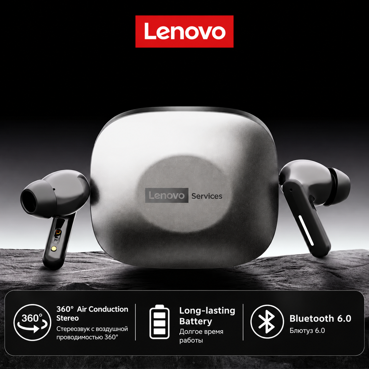 新しいレノボ LE209 ワイヤレス Bluetooth イヤホンビジネス音楽 Bluetooth ヘッドフォン HD 通話マイク付き 30H バッテリー寿命ゲーミングヘッドセット