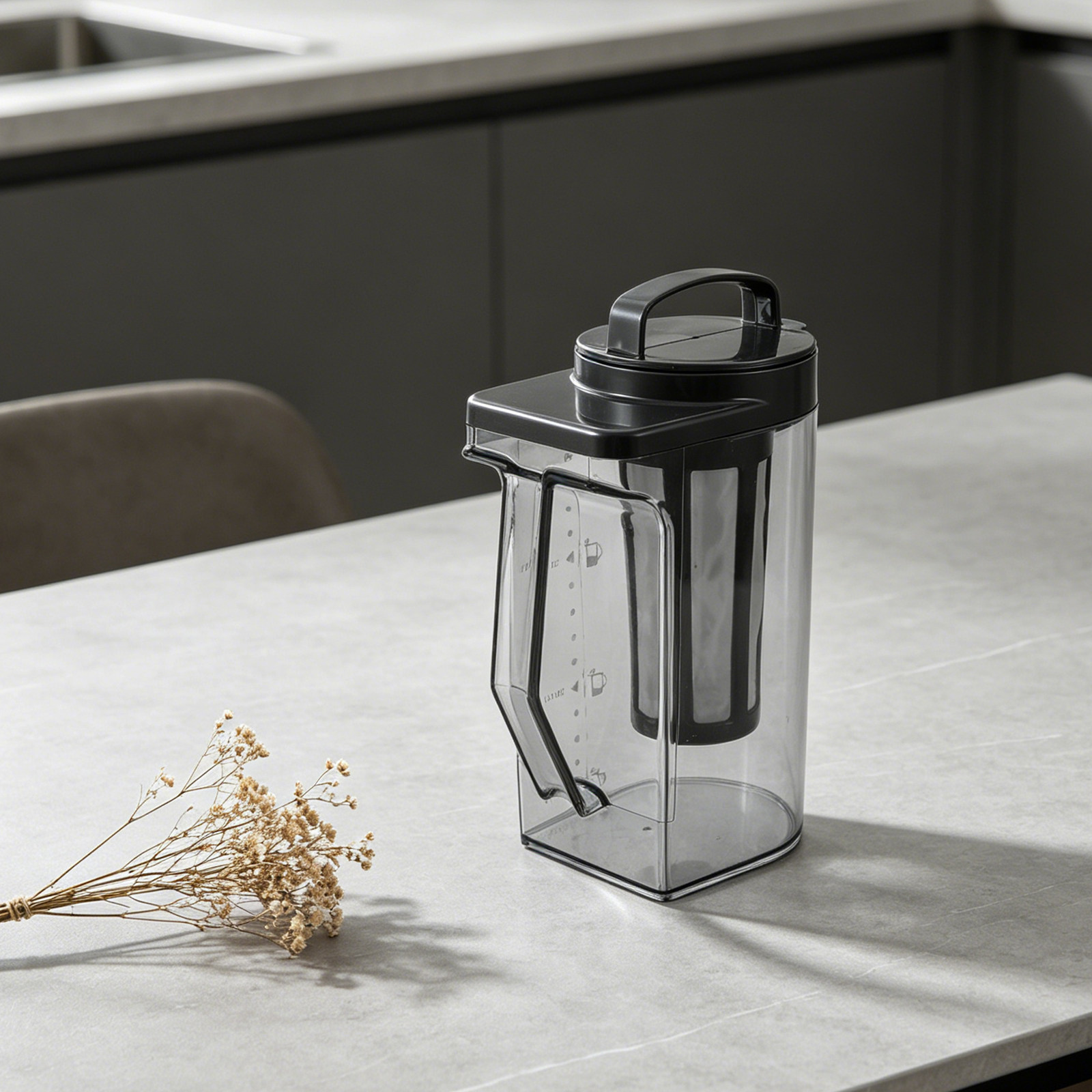 水出しコーヒーピッチャー注入器黒プラスチック大容量水出しメーカーアイスティーフルーツ水レモンジュースディスペンサー注ぐ