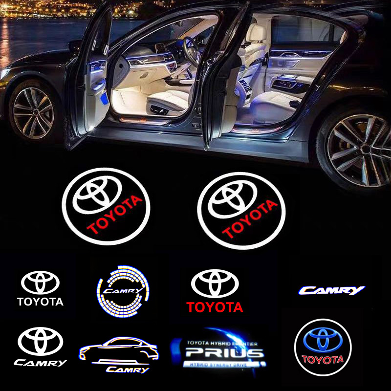 2 個車 LED ウェルカムランプトヨタロゴドアゴーストシャドウライトレーザープロジェクタートヨタプラドカムリカローラ Rav4 プリウス用