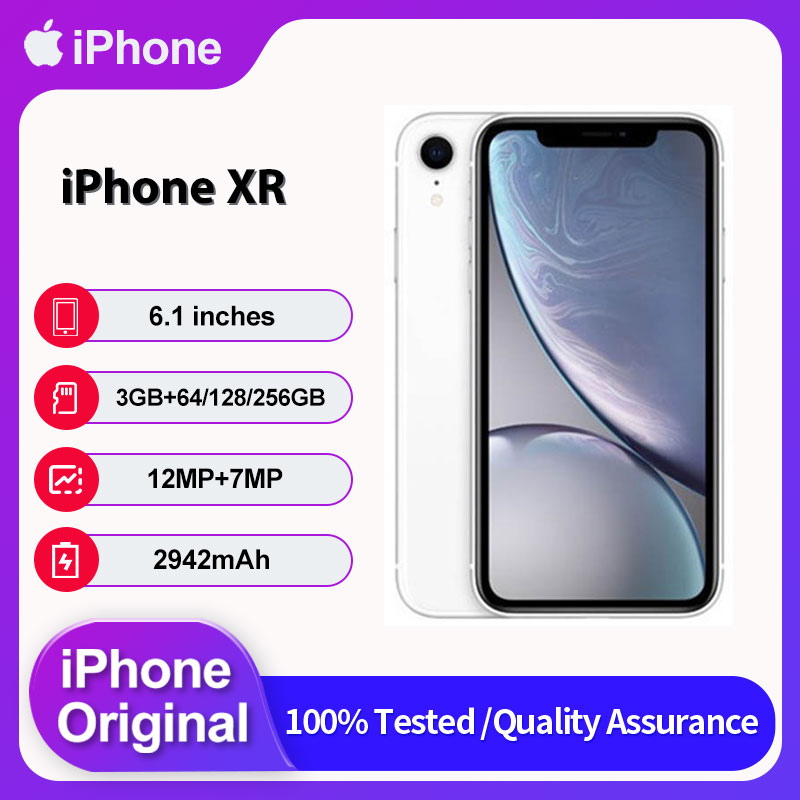 オリジナル Apple iPhone XR 4G Face ID ロック解除中古 IOS 12 6.1" 64/128/256GB ROM 2942mAh 携帯電話 12MP スマートフォン