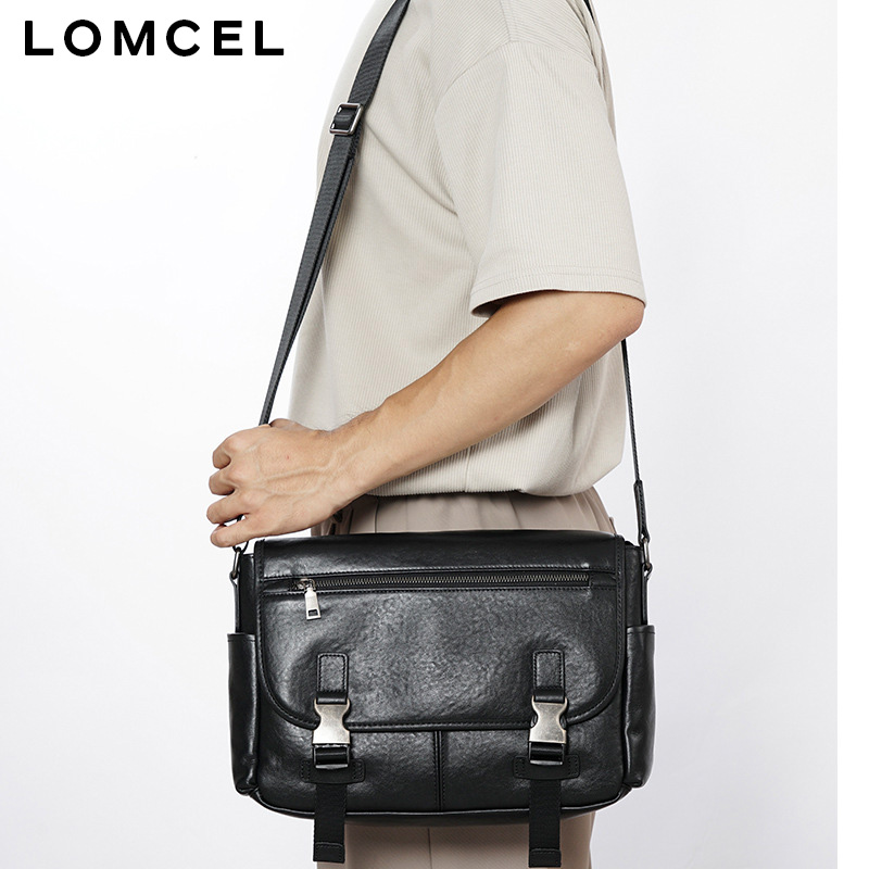 LOMCEL クロスボディバッグ 本革のおしゃれな和風ワンショルダーバッグ 大容量 ビジネスに最適